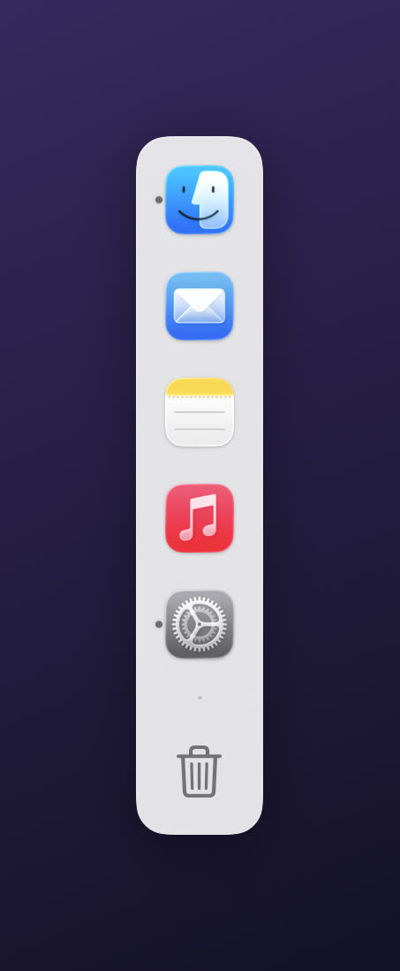 A vertical Pier dock pinned to the edge of a second display
